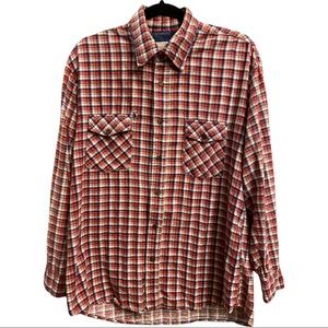 Vintage Value Line plaid men’s button down shirt Large tall 16-16.5 100% cotton